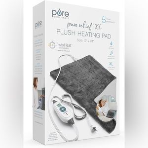 PureRelief XL 12" x 24" Electric Heating Pad 6 Heat Settings - New with …